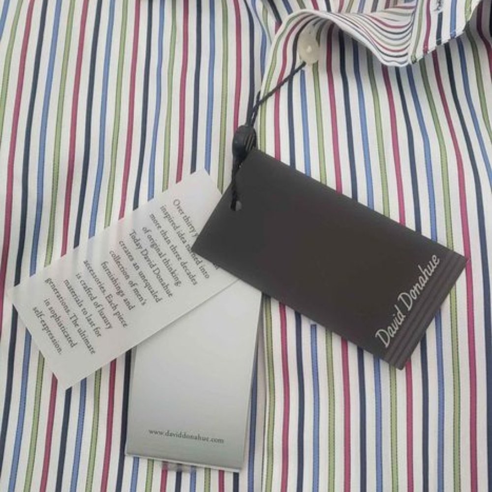 David Donahue Striped Men's Dress Shirt